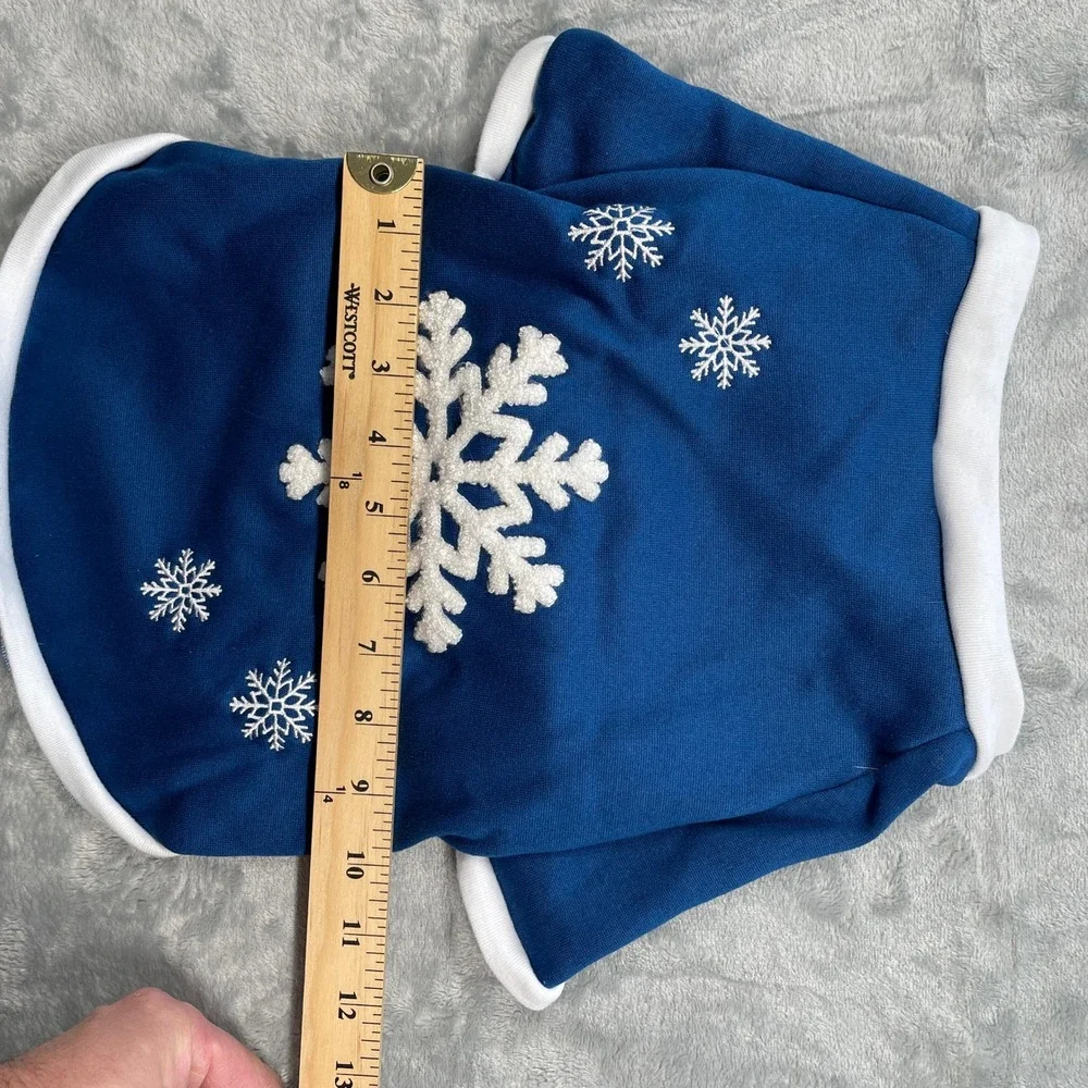 Blue Snowflake Dog Sweatshirt Pet Winter Warm Apparel Size M